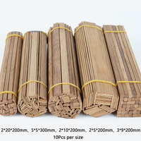 50Pcs Bamboo Rods Wood Sticks Rectangle Unfinished Building Model Handwork Craft