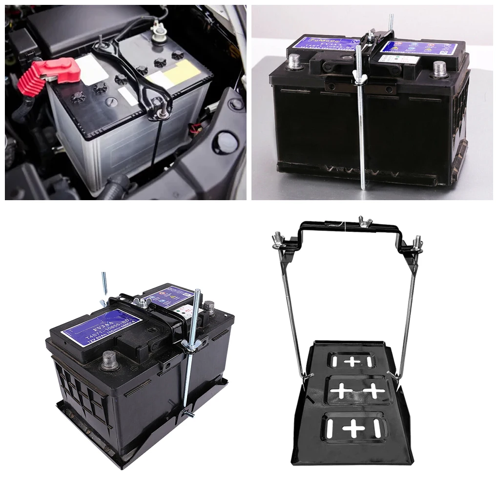 Black Adjustable Battery Tray For Auto Sturdy Structure Wide Applications Groove Battery Tray Portable Durable Universal