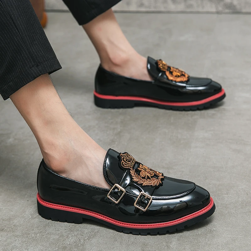 New Fashion Men Shoes Black Spliced Embroidery High Quality Lefu Shoes Casual Business Comfort Shoes 38-48 Men Shoes