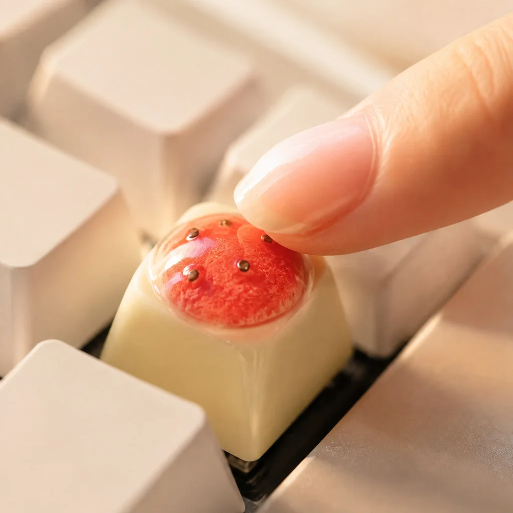 Dessert Cake Artisan Keycaps 4PCS Random 3D Sweet Pastry Epoxy Resin Glossy Custom Novelty DIY for Mechanical Keyboard Cherry MX