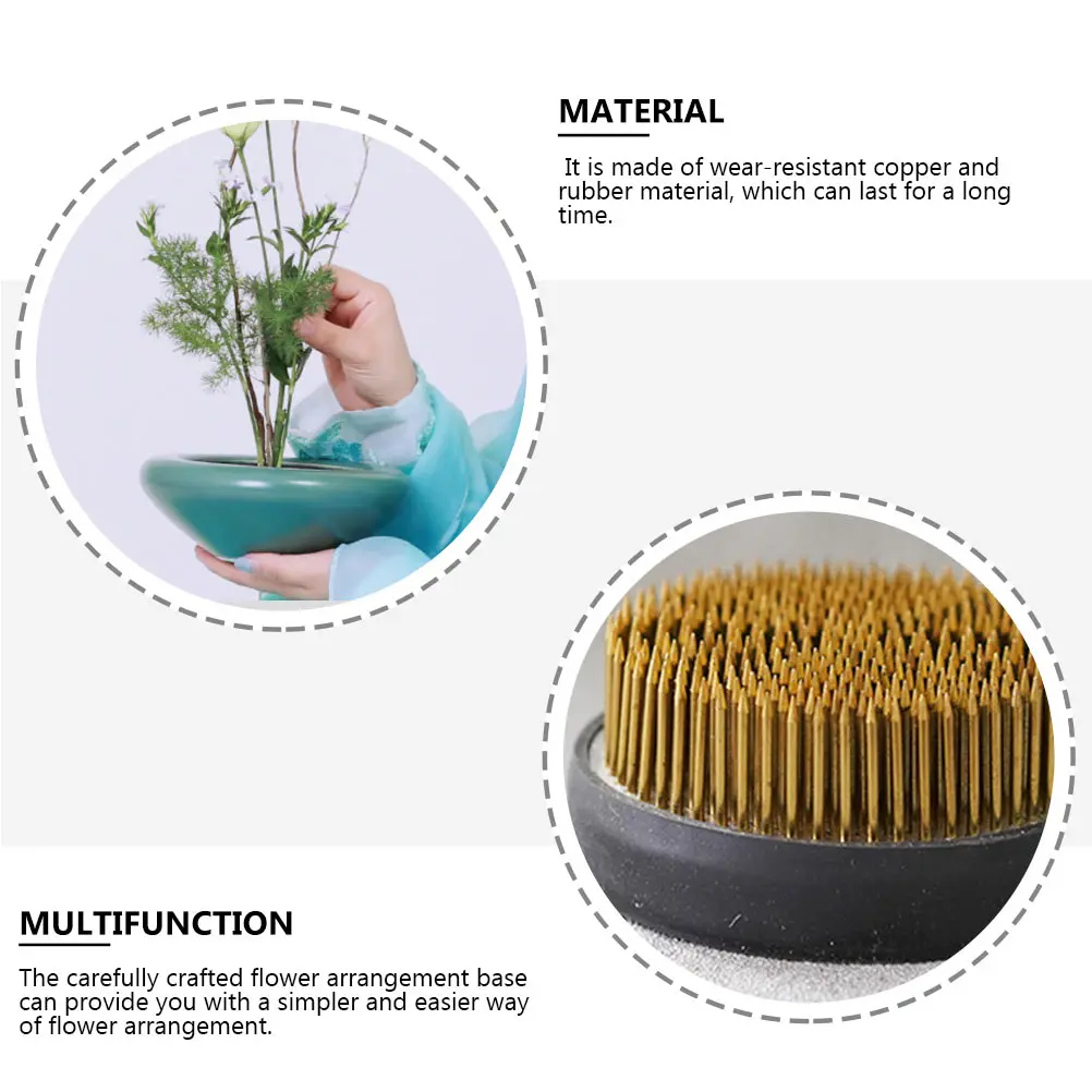 

Copper Needle Flower Arranger Round Tools Wear Resistant Floral Supplies Rubber Base Strong Needles Professional Practical Vase