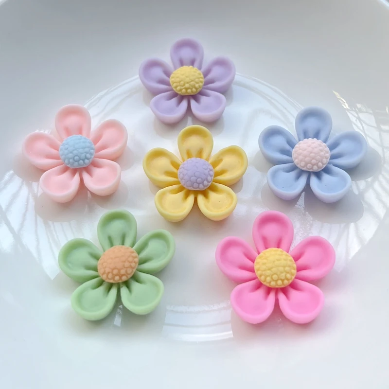 20Pcs New 21mm Resin Lovely  Flower Flat Back Cabochons Scrapbooking DIY Jewelry Craft Decoration Accessories