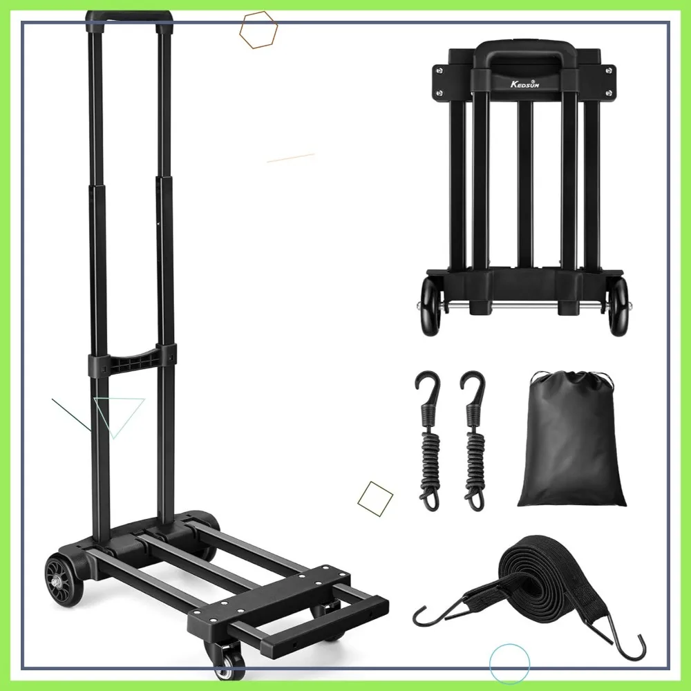 

Складная тележка для багажа емкостью 290 фунтов, расширяемая опорная пластина и колеса для путешествий, переезда, офисного использования — простое хранение