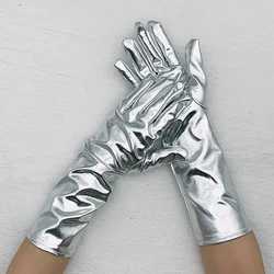 34cm Sexy Coated Patent Leather Gloves Cosplay Halloween Makeup Party Opera Stage Women's Winter Outdoor Driving Mittens R39