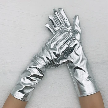Guantes de charol recubiertos para mujer, manoplas de conducción al aire libre, 34cm, Cosplay, Halloween, maquillaje, fiesta, ópera, escenario, invierno, R39