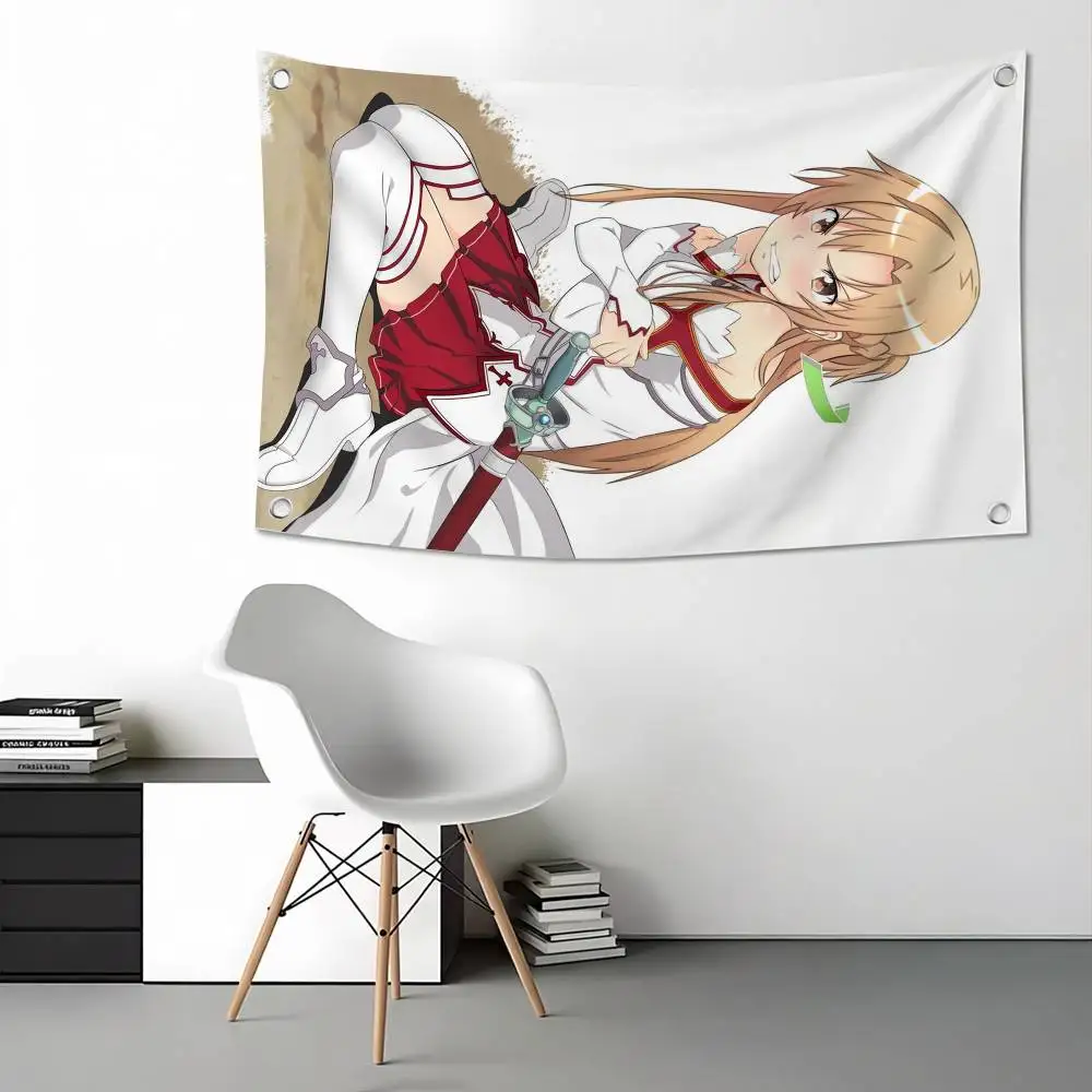 Asuna Yuuki Sword Art Online  Flags for Bedrooms Home Decor Items Outdoor Decors Garage Decoration Flaga