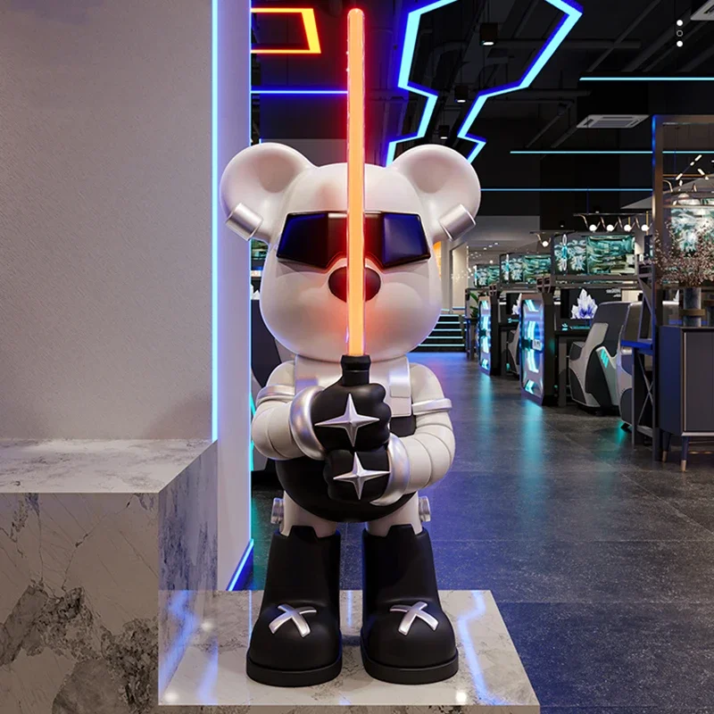 Home Decor Sculptures Decoration Accessories Trendy Lightsaber Mechanical Bear Floor Ornament Living Room Resin Animal Statues