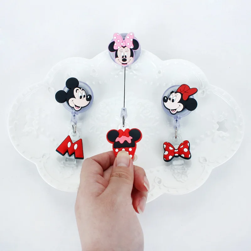 Mickey Minnie Donald Daisy For ID Card Holder Scalable Toggle Clip Employee Card Doctor Nurse Chest Card Student Bus Card Holder