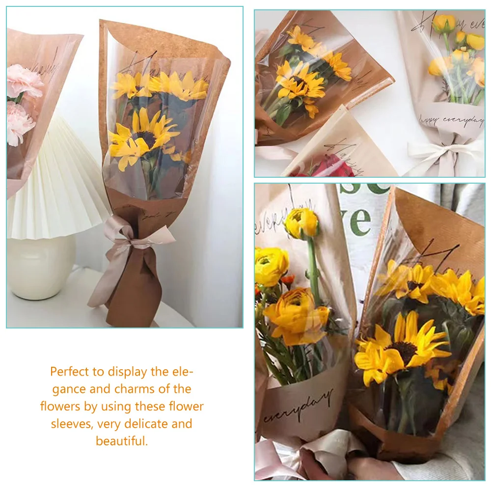 

20 Pcs Flower Bouquet Packaging Fresh Flowers Sleeves for Bouquets Rose Wrap Bag Party Kraft Paper Supply Bags