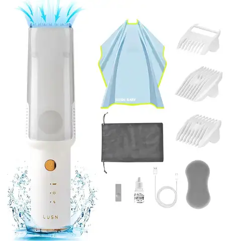 Vacuum Baby Hair Clippers, Quiet Waterproof Trimmer Kit for Kids with 3 Combs