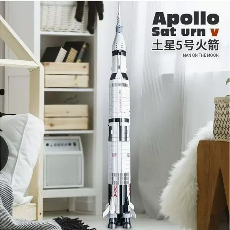 Die Apollo Saturn 100 cm Weltraumrakete Bausteine Ziegel pädagogische Kinder Erwachsene Spielzeug