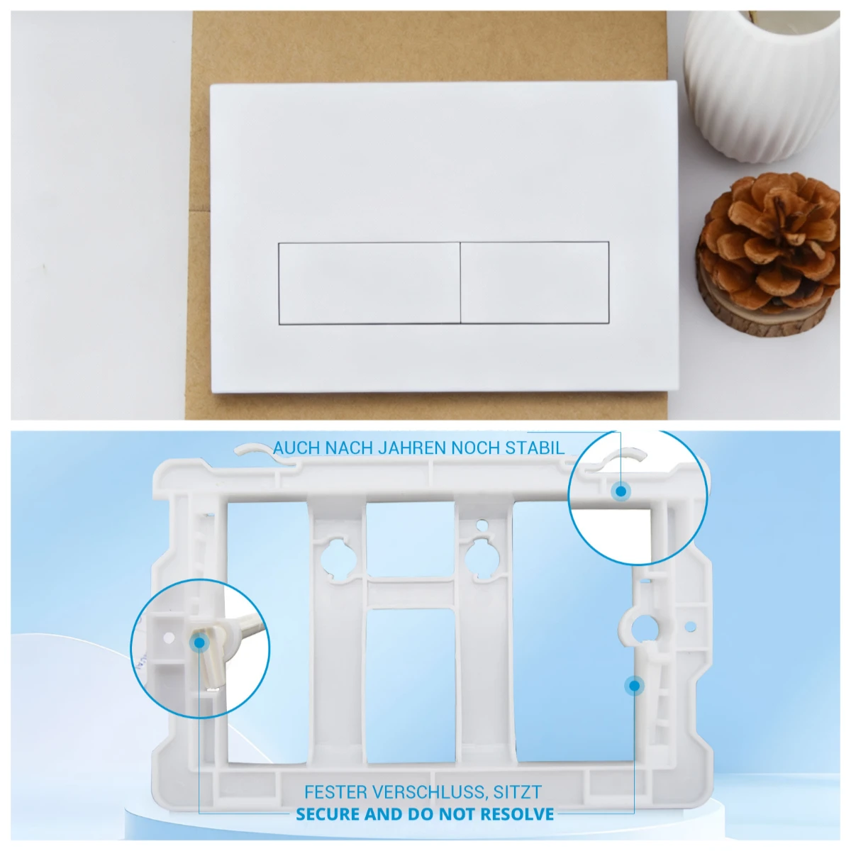 Dual Flush Button Plate Compatible with Geberit Sigma 20 01 30 UP300 & UP320 Series White Panel with Concealed Toilet Tank Parts
