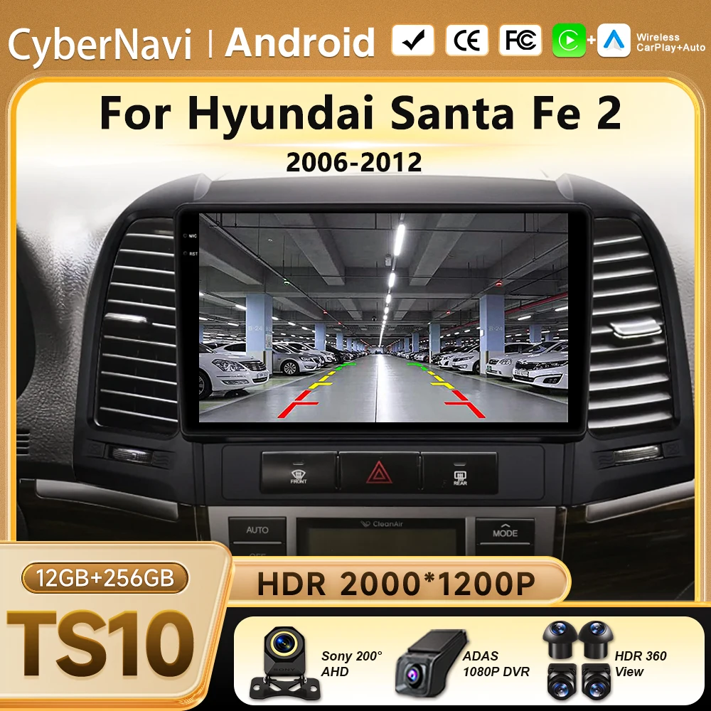 

Wireless CarPlay For Hyundai Santa Fe 2 2006-2012 Android Auto Navigation GPS Car Radio Multimedia Video Player Stereo BT 5G WIF