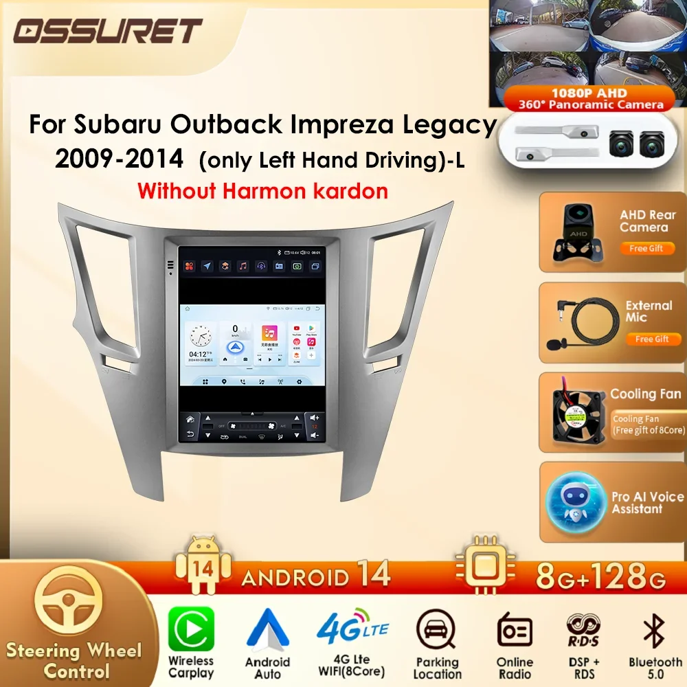 2din Car Radio For Subaru Outback Impreza Legacy 2009- 2014 Left Hand Driving Android Auto Stereo Multimedia Player GPS Carplay