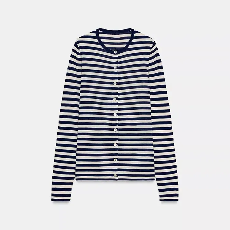 

Autumn New Arrival Women's round Ne Knitted Sweater Striped Loose Fit Soft een Fiber Long Sve Casual Sle Faion