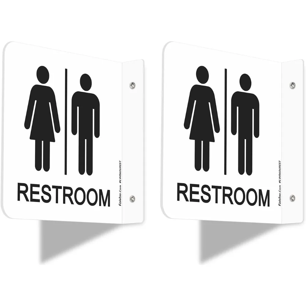 Faittoo Toilettenschild, 1 Stück, 15,2 x 15,2 cm, Badezimmerschild für Büro, Toilettentür, Wanddekoration, für drinnen und draußen