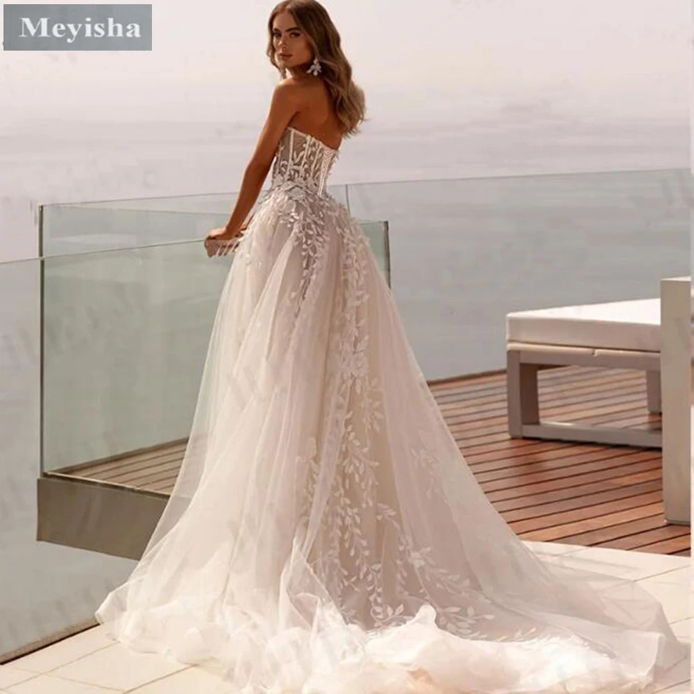 ZJ6028 Elegant Lace Wedding Dresses for Women 2024 Sleeveless Sweetheart Sparkly Bridal Gowns Wedding Gown for Women