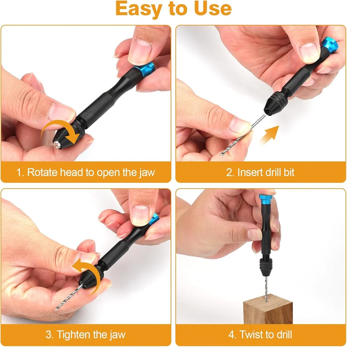 Y31A 28PC 정밀 핀 바이스 핸드 드릴 세트, 0.5-3.0mm 마이크로 타입 트위스트 드릴 비트, 전자 조립, 모델 제작용