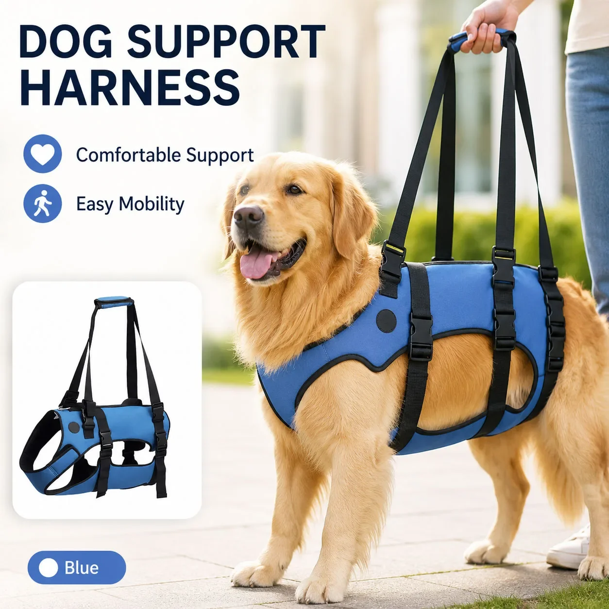 Dog Support Harness with Lift Handle Breathable Mobility Aid Vest for Weak Legs Large Dogs Post Surgery Walking Assistance