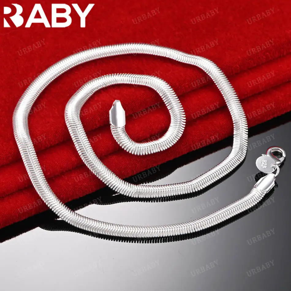 

URBABY 925 Sterling Silver 50cm 6mm Chain Necklace For Women Men Creativity Gifts Street All-match Party And Daily Wear