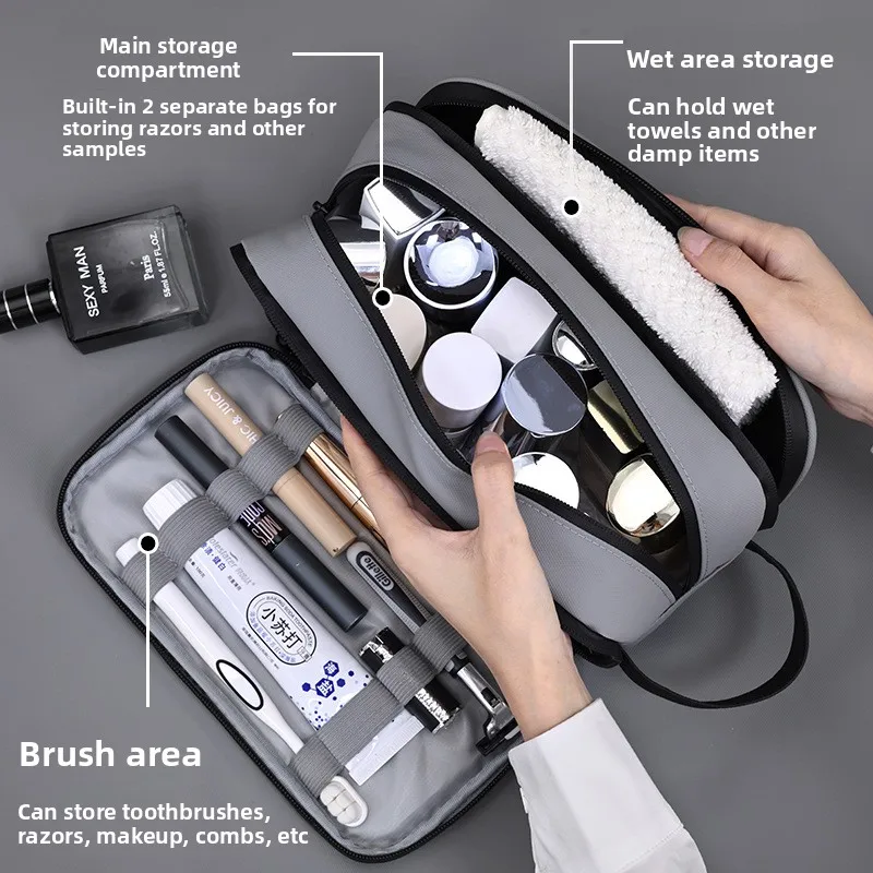 Elite series three-layer large-capacity men's toilet bag travel portable high-end cosmetic storage bag