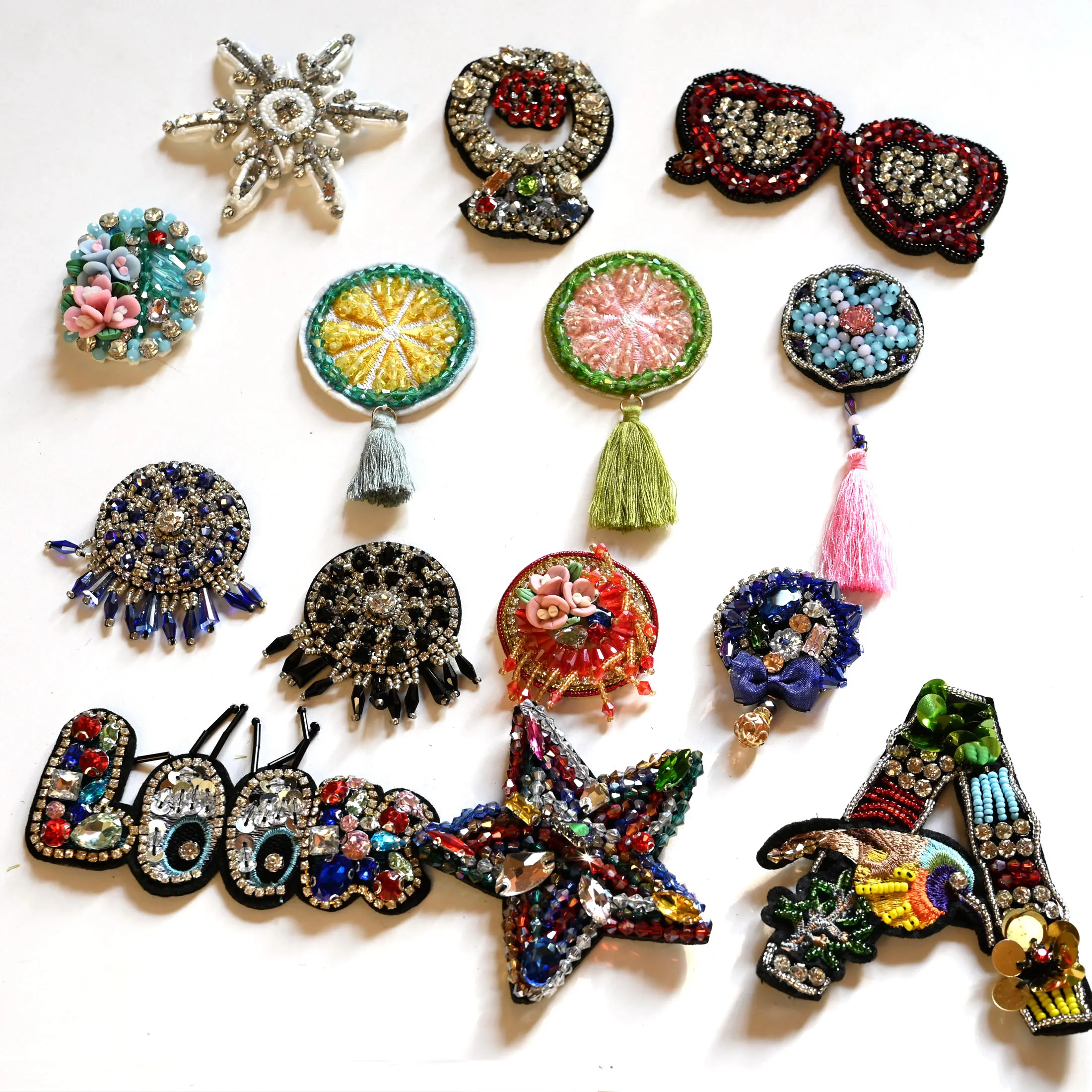 3D Handmade Rhinestone beaded Patches for clothing Heart eyes trophy parches bordados para ropa Sequins appliques diy