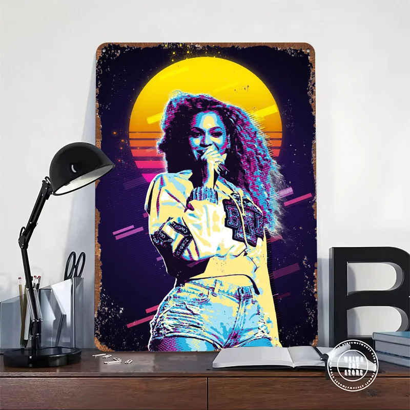 Beyonce Metal Poster Customized Wall Art Retro Vintage Tinplate Signs for Bar Accessories Bedroom Decoration Gaming Office Decor