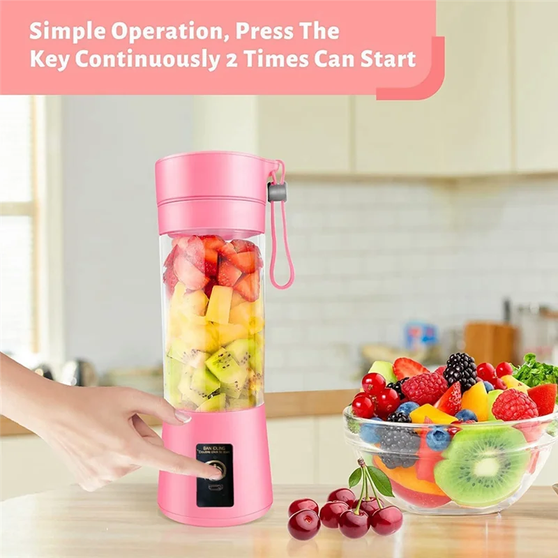 HOT Portable Blender Mini Blender for Shakes and Smoothies Rechargeable USB 380Ml Traveling Fruit Juicer Cup with 6 Blades