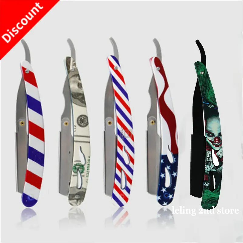 Colourful Professional Manual Shaver Straight Edge Stainless Steel Sharp Barber Razor Folding Shaving Beard Cutter Wholesale