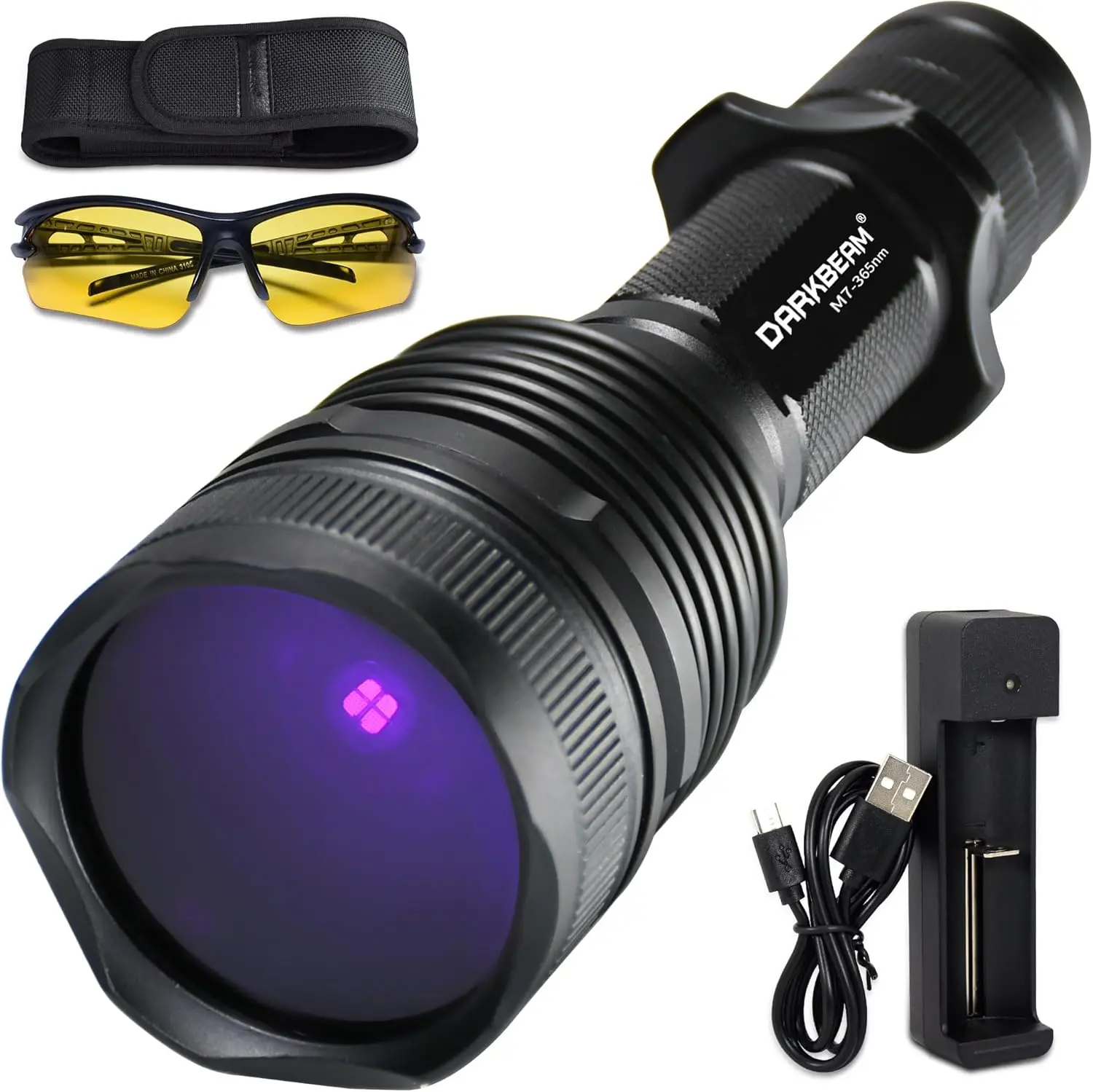 

365nm UV Flashlight 20W Rechargeable Black Light for Pet Urine, Resin Curing, Blood Detection