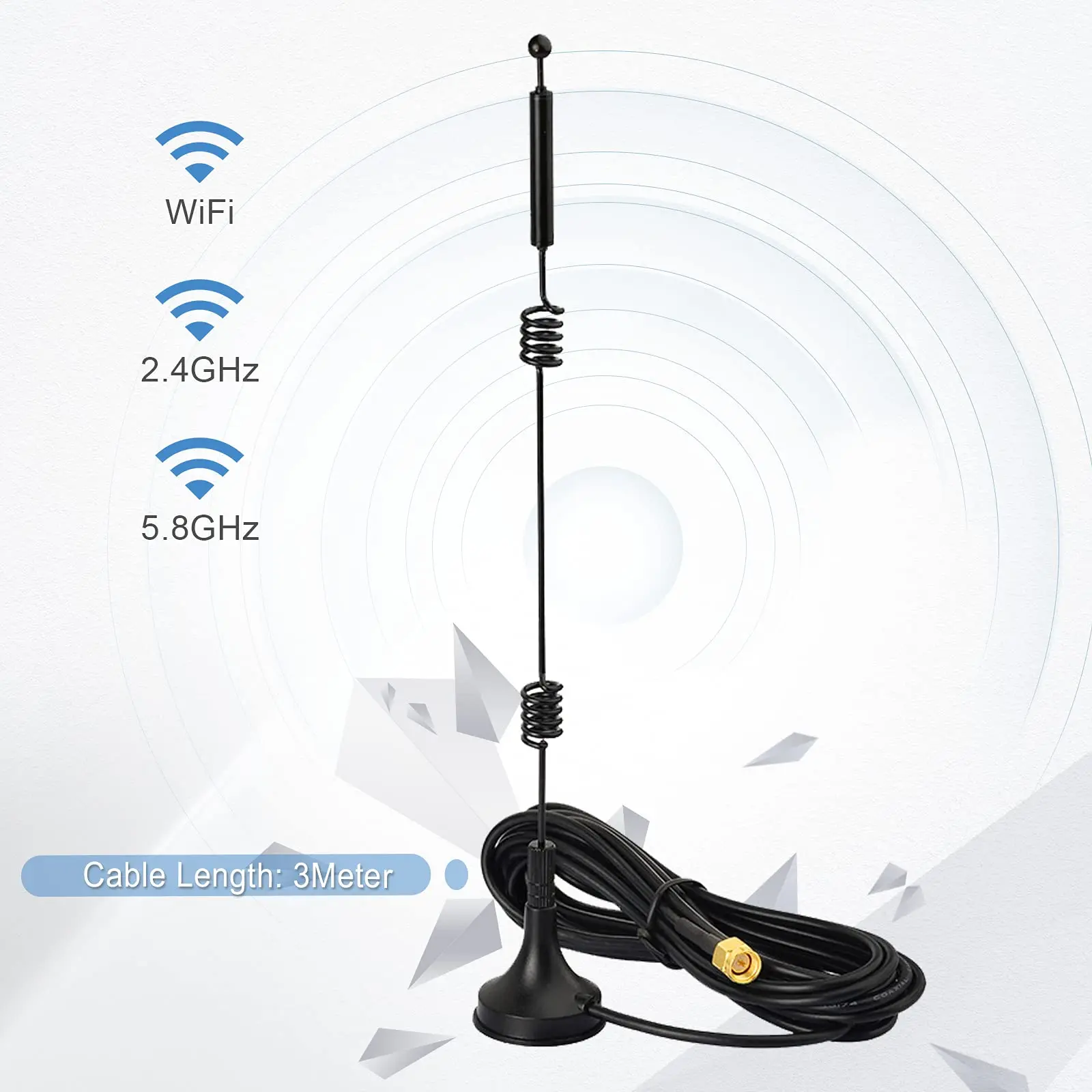 12dBi WIFI Antenna 2.4G / 5.8G Dual Band Magnetic Base Antenna SMA Male with 1.5M 3M Cable for Router Camera Signal Booster