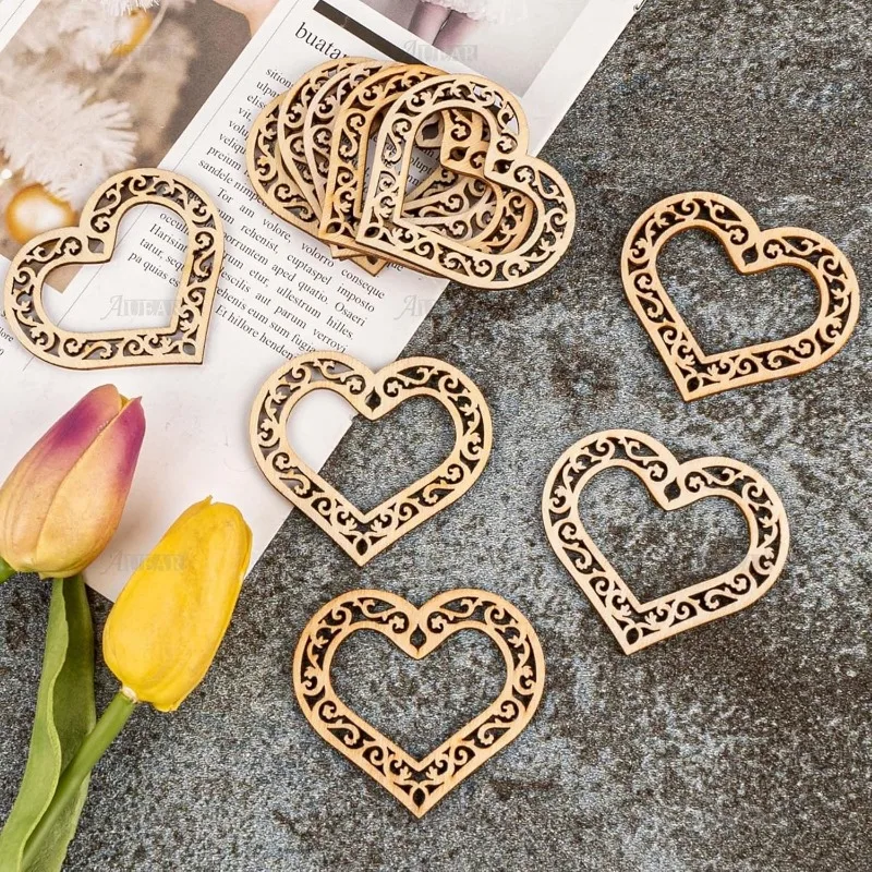 10pcs Mini Wooden Picture Frames Unfinished Wood Photo Frame Charms Cutouts for DIY Crafts Hanging Decoration