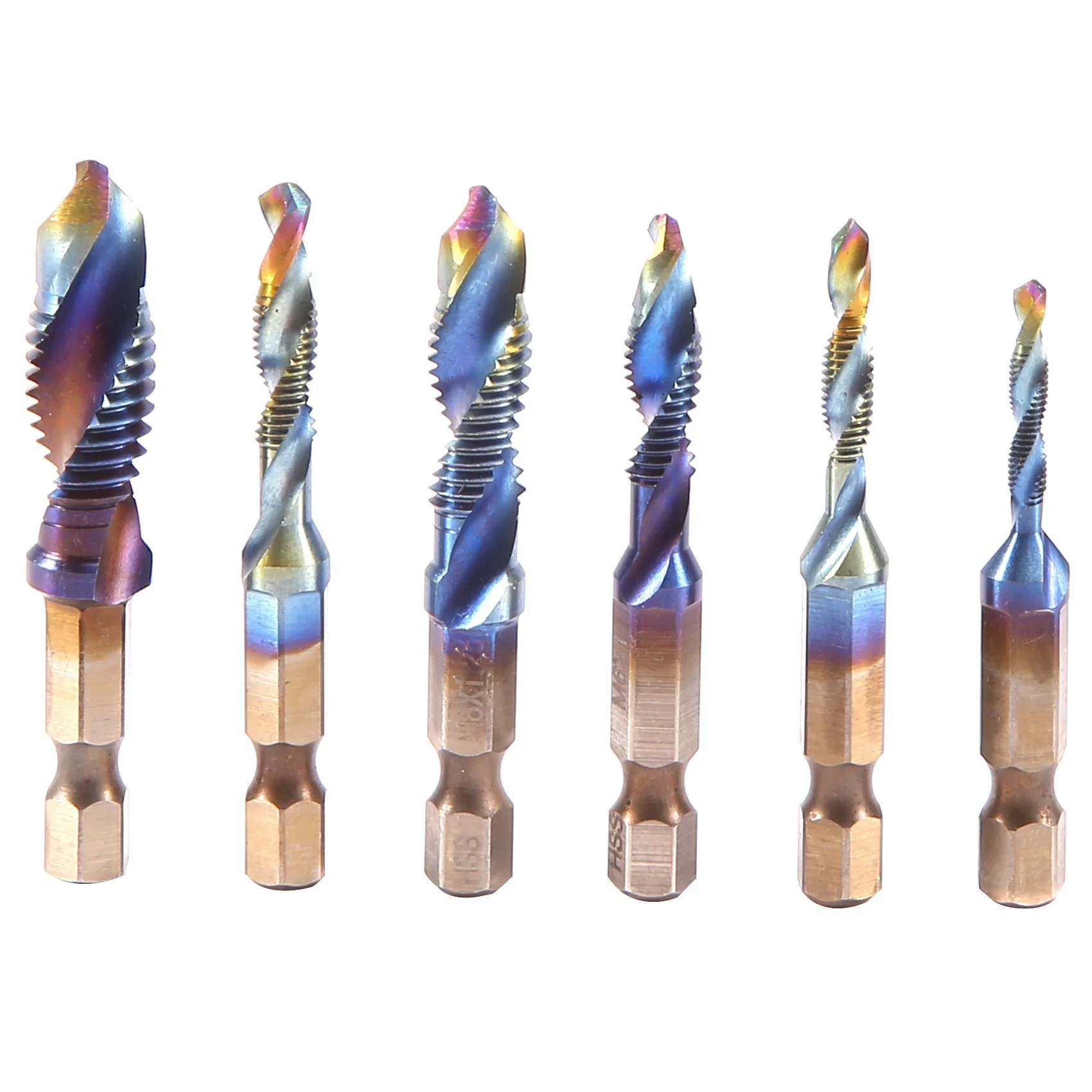 ชุดสว่านแบบรวม Tap & Tap Bit Set ไทเทเนียมเคลือบสกรูแตะเครื่องมือ Bit สําหรับเจาะ Tapping Countersinkin เครื่องมือ