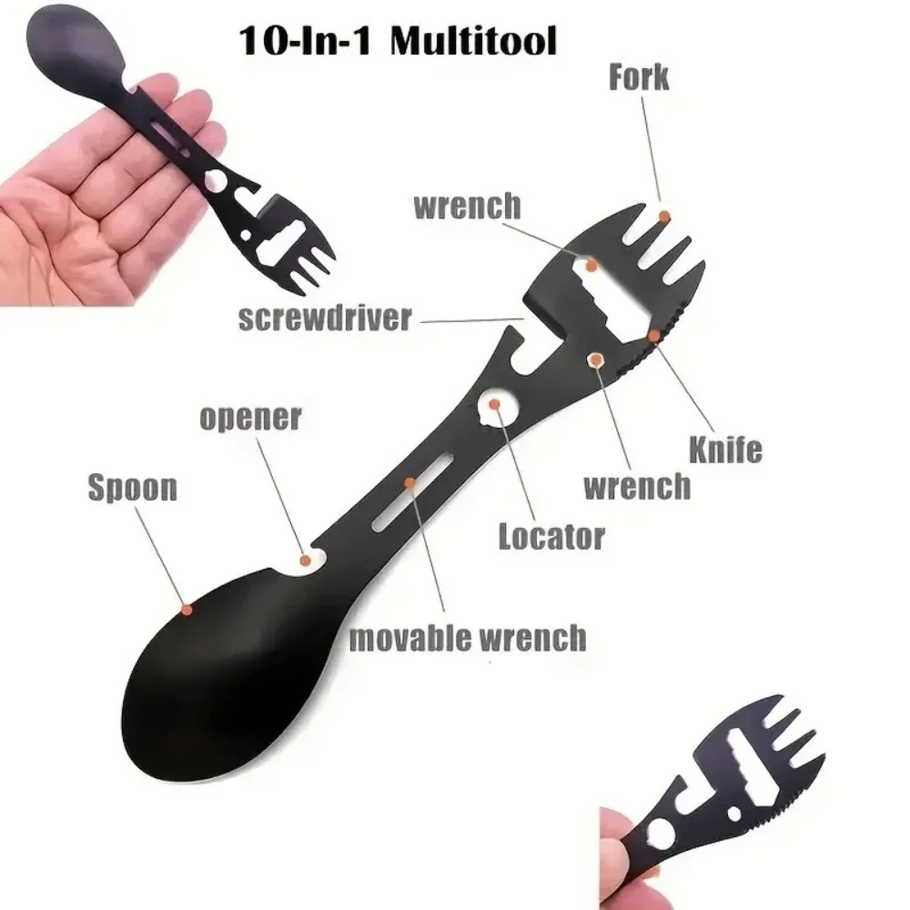 Outdoor Cooking Tool Multifuctional Outdoor Spoon Versatile Camping Gadgets Bottle Opener for Survival Tactical Utility Travel image 2
