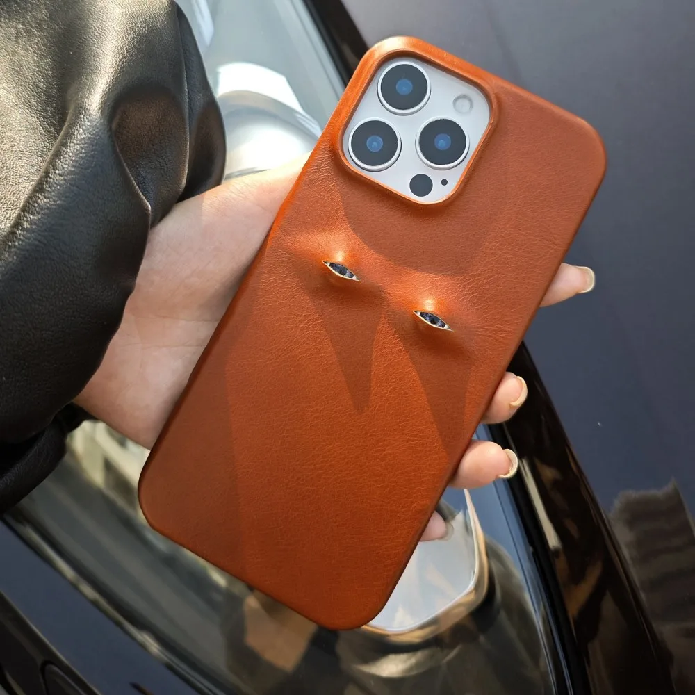 

Чехол из натуральной кожи премиум-класса с глазным дизайном для Iphone 16 Pro Max, чехол 15Pro 14 12 11 13, изысканный ремесленный чехол в стиле ретро, задняя крышка Fundas