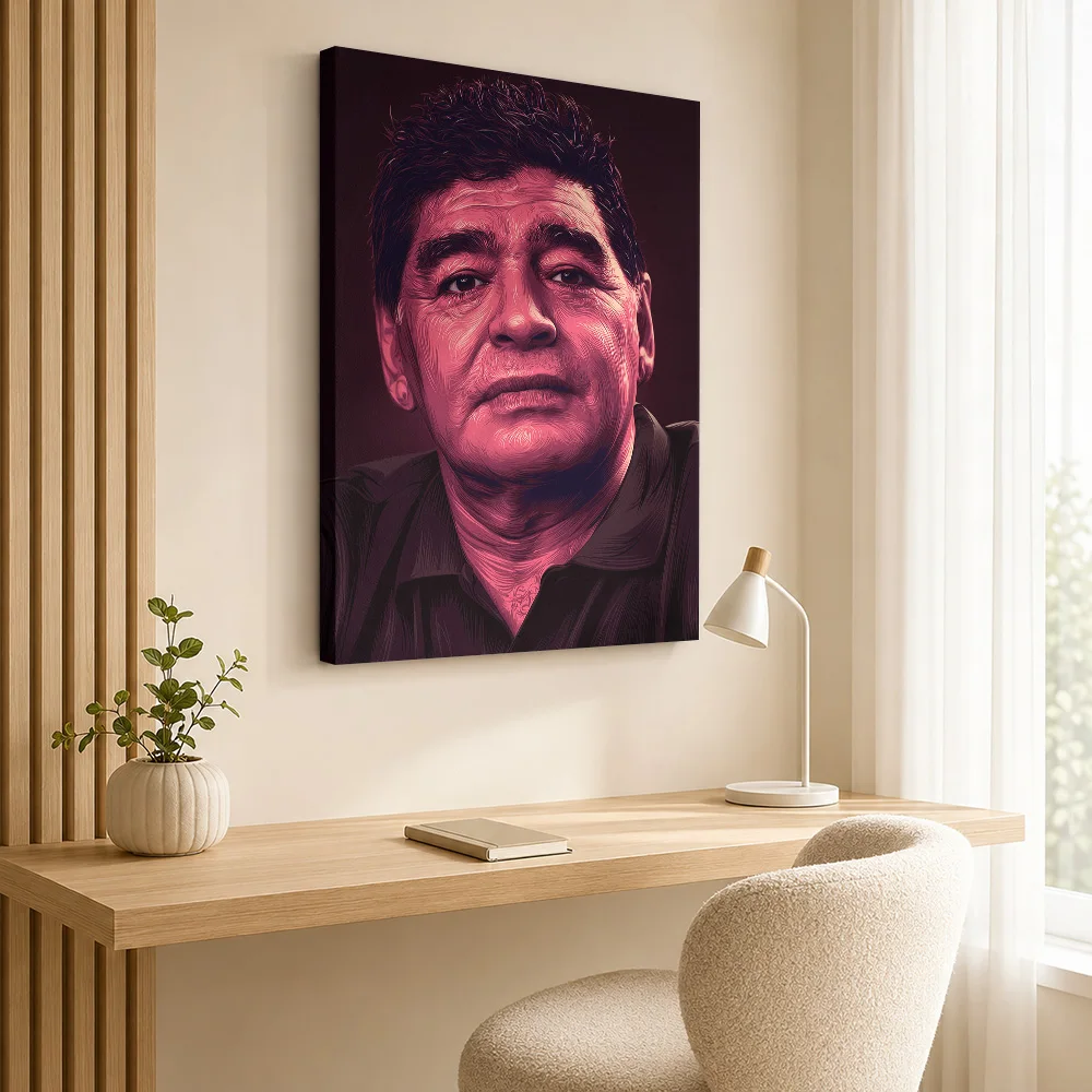 diego maradona portrait Canvas Print Poster Customized Sports Portrait Wall Art for Man Cave Decor Ready to Hang Gift for Fans