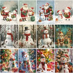 CHENISTORY Coloring By Number Snowman Pictures By Number Drawing On Canvas HandPainted Art Christmas Gift Kit DIY Decoration