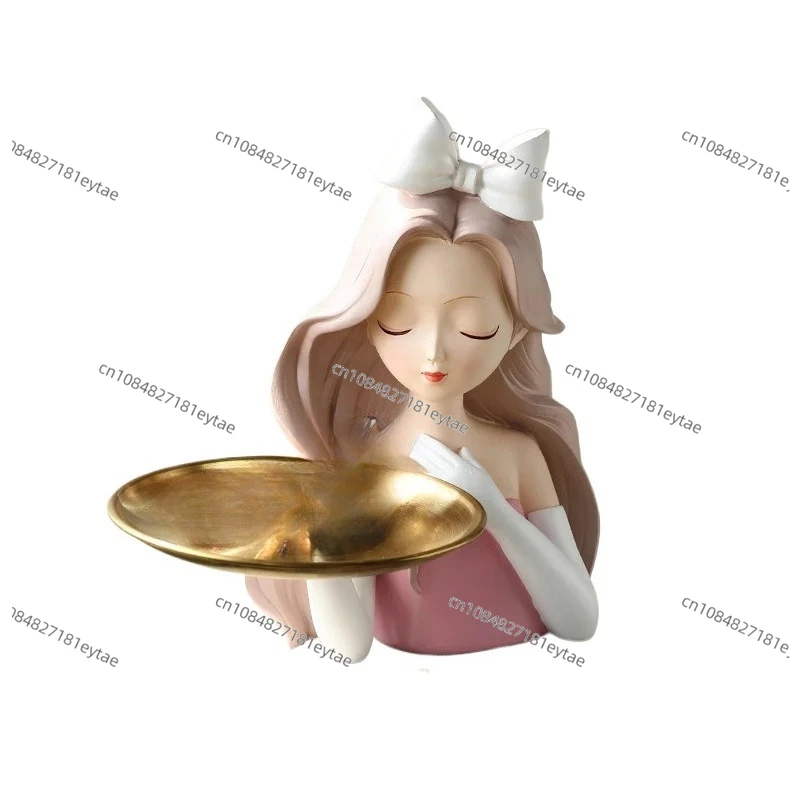 Long Curly Hair Beauty Girl Statue Storage Tray Ornaments Nordic Luxury Living Room TV Cabinet Home Decor Christmas Wedding Gift