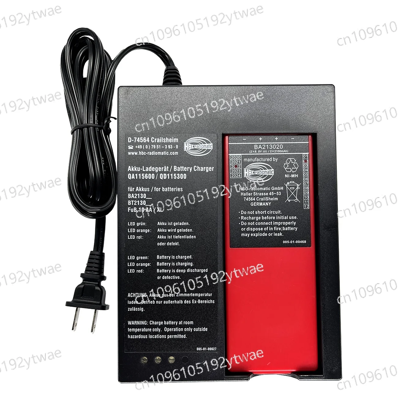 Cargador de Batería para Control Remoto HBC, Compatible con HBC727 HBC735 BA213020 BA213030 BA214061 QA115600 QD115300