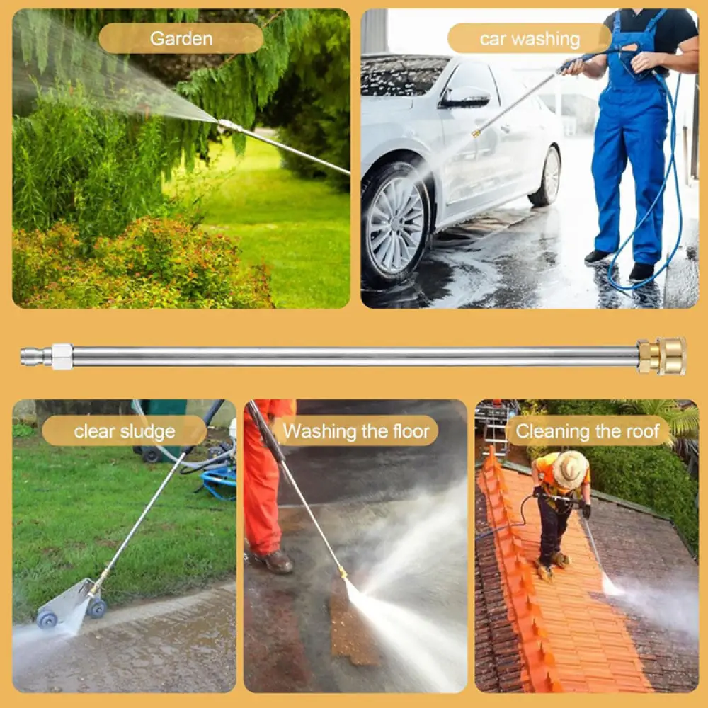 17 Inch Stainless Steel Lance Extension Wand Quick Connect Pressure Washer Accessory For Efficient Cleaning Applicator