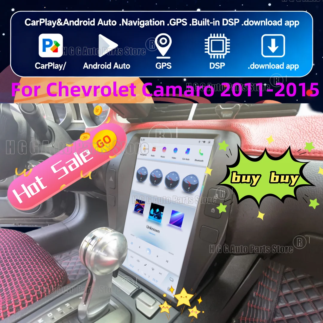 12 Inch HD Screen Android 13 Car Radio For Chevrolet Camaro 2011-2015 Wirless Carplay GPS Navigation Multimedia Player Head Unit