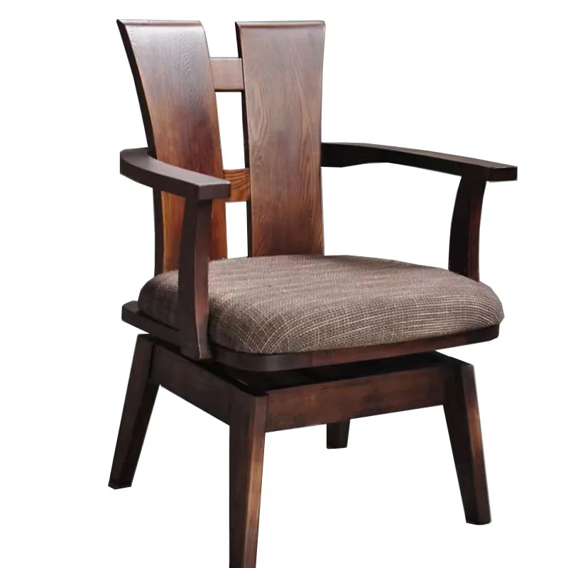 

Solid wood swivel chair dining chair sofa official hat walnut old armrest back