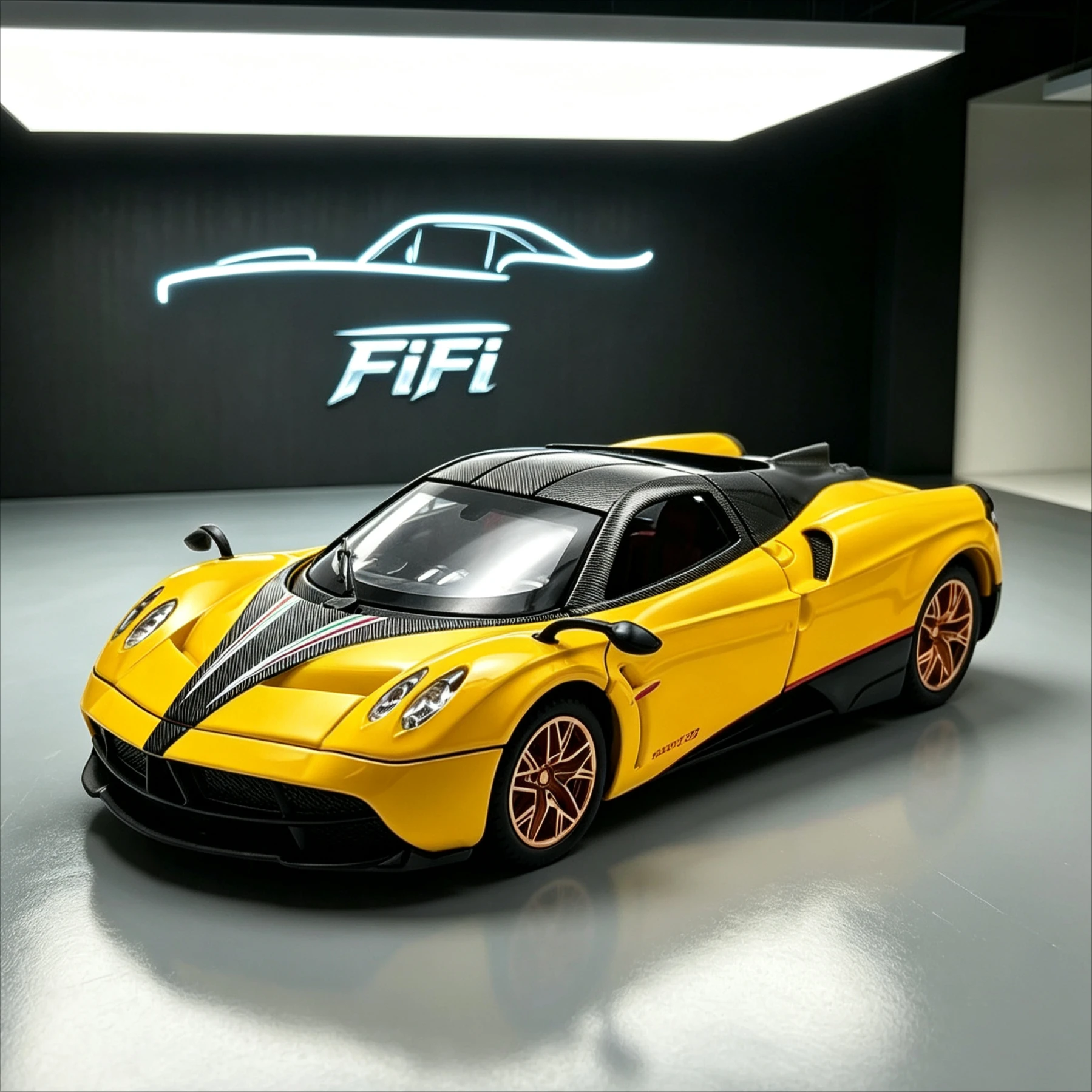1/24 Scale Alloy Supercar Model, Diecast Toy Car with Gull-Wing Doors, Light Sound & Pull Back Function