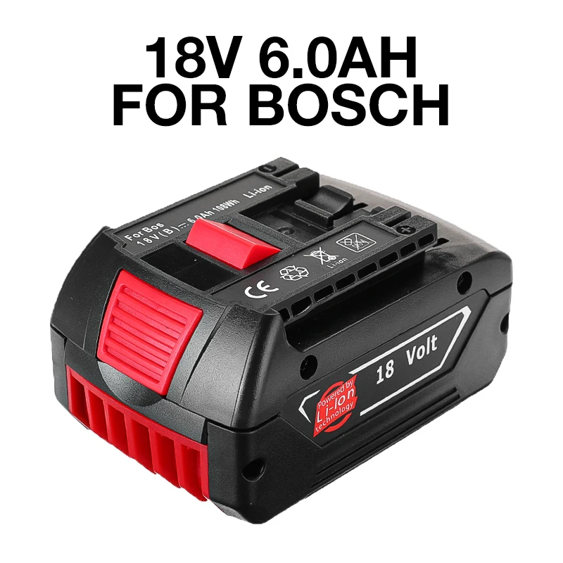 New 18V 6.0Ah Rechargeable Battery For Bosch Power Tools Li-ion   Replacement With Charger BAT609 BAT609G BAT618 BAT618G BAT614