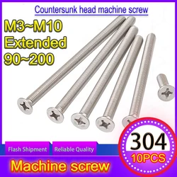 M3 M4 M5 M6 M8Flat Head Sscrew 304 Stainless Steel Cross Countersunk Head Extended Screw Accessory Large Full Screw