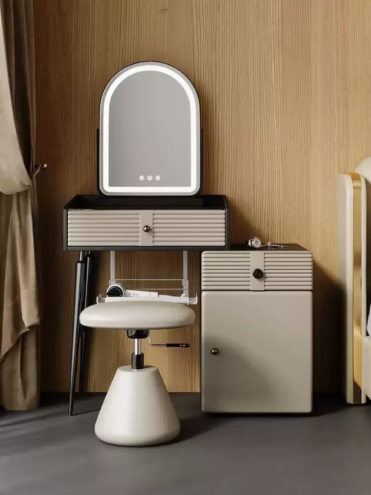 

A16 Italian small apartment solid wood dresser storage cabinet integrated bedroom new light luxury retractable small dressing t