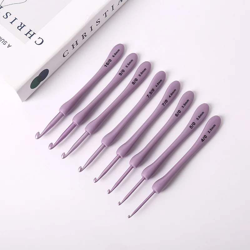 8Pcs/set Purple Crochet Hooks Set Craft Crochet Weaving Knitting Needles Hooks For Sewing Crafts Stitching 2.5-6.0mm