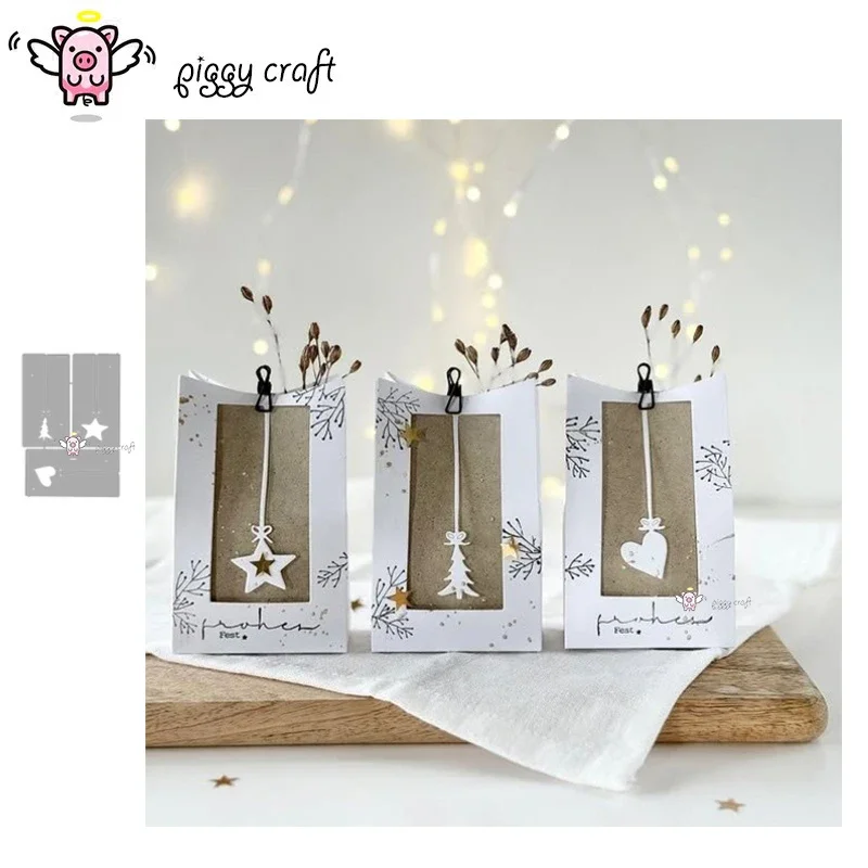 Piggy Craft Metall-Stanzformen, geschnittene Form, Weihnachtskarte, Hintergrundrahmen, Sammelalbum, Papierhandwerk, Messerform, Klingenstanzer, Schablone