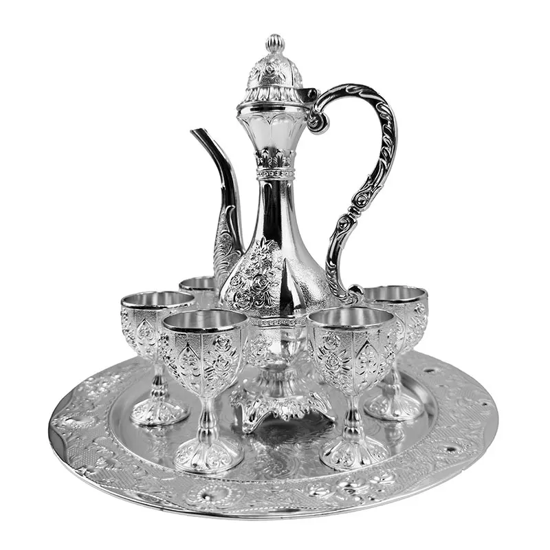 Sterling silver wine pot set antique style wine glass home white wine high-grade Chinese wine set