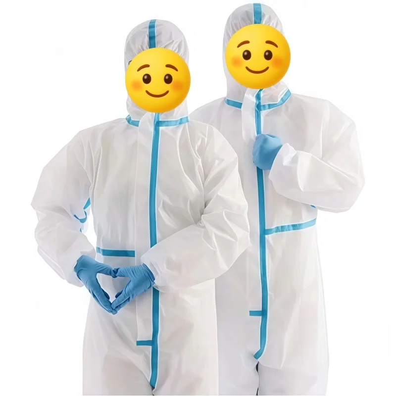 One piece hooded dust-proof animal husbandry laboratory isolation work clothes disposable non-woven protective clothing 5 PCS
